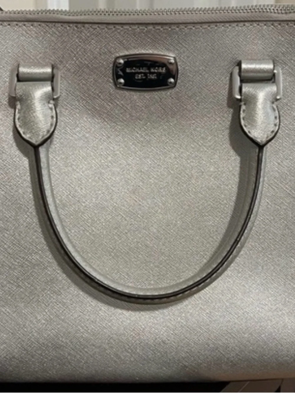 Michael Kors Silver Metallic Saffiano Tote
